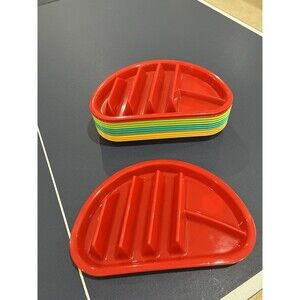 New 12 Plastic Fiesta Taco Plates Holds 3 Tacos and 2 Sides by Arrow USA MADE